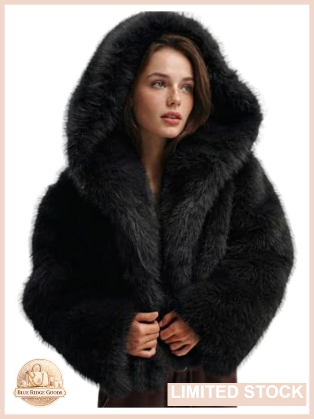Faux Fur Hooded Cropped Coat Fluffy Winter Jacket